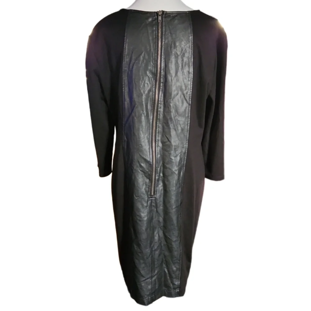 New York & Company Stretch Faux Leather Dress Black with back zipper Size: XL - Picture 3 of 7